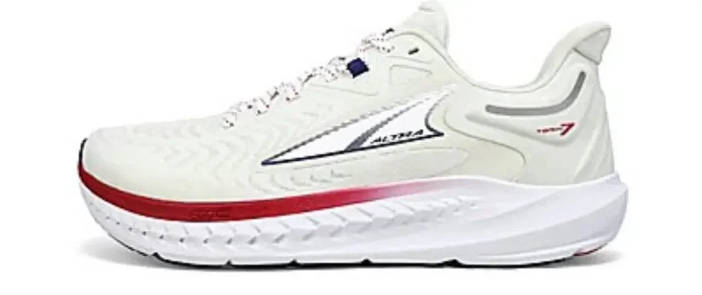 Women's White Running Sneakers with Red Accent